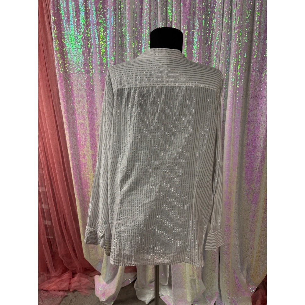 Venezia Women Plus Size 18/20 Striped Metallic Pleated Tunic Blouse Boho Y2K - Picture 3 of 4